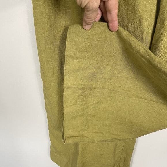 Athleta Lagoon 100% Linen Pants Women’s 14 Tall Green Moss Wide Leg Boho Coastal - Picture 11 of 14